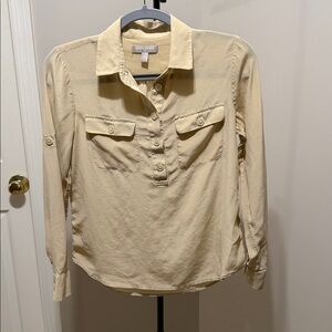 Banana Republic Beige Silk Button Down: S